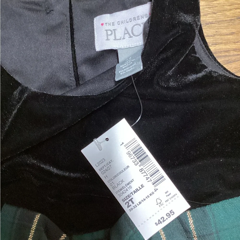 Children’s Place plaid/velvet dress. Toddler size 2